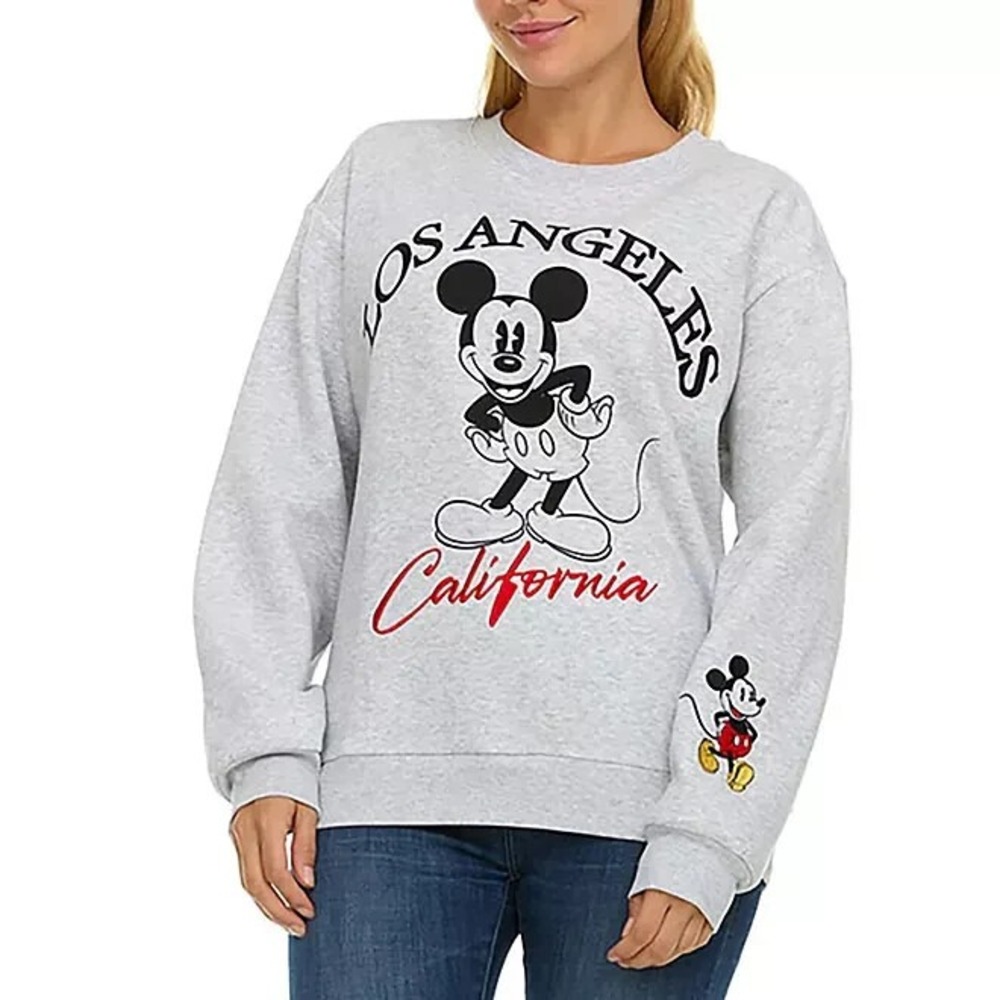 Disney Mickey Mouse Los Angeles California Sweatshirt Gray Women's Size L